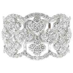 1.42 Carat Diamond Clover Ring 18K White Gold Ring Unique Fashion Ring Fine Ring