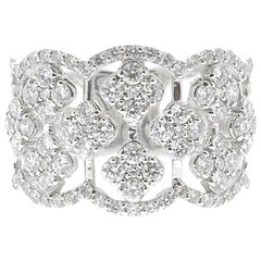 1.42 Carat Diamond Clover Ring 18K White Gold Ring Unique Fashion Ring Fine Ring