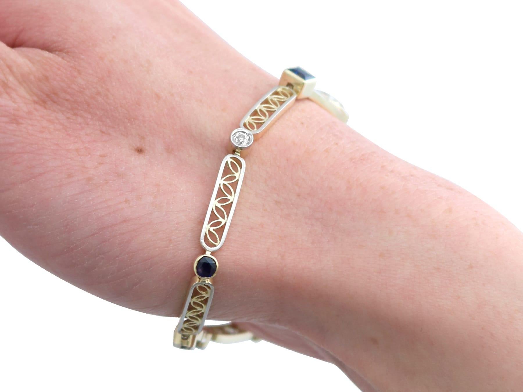 1,42 Karat Saphir 0,60 Karat Diamant 18k Gelbgold-Armband CIRCA 1925 im Angebot 5