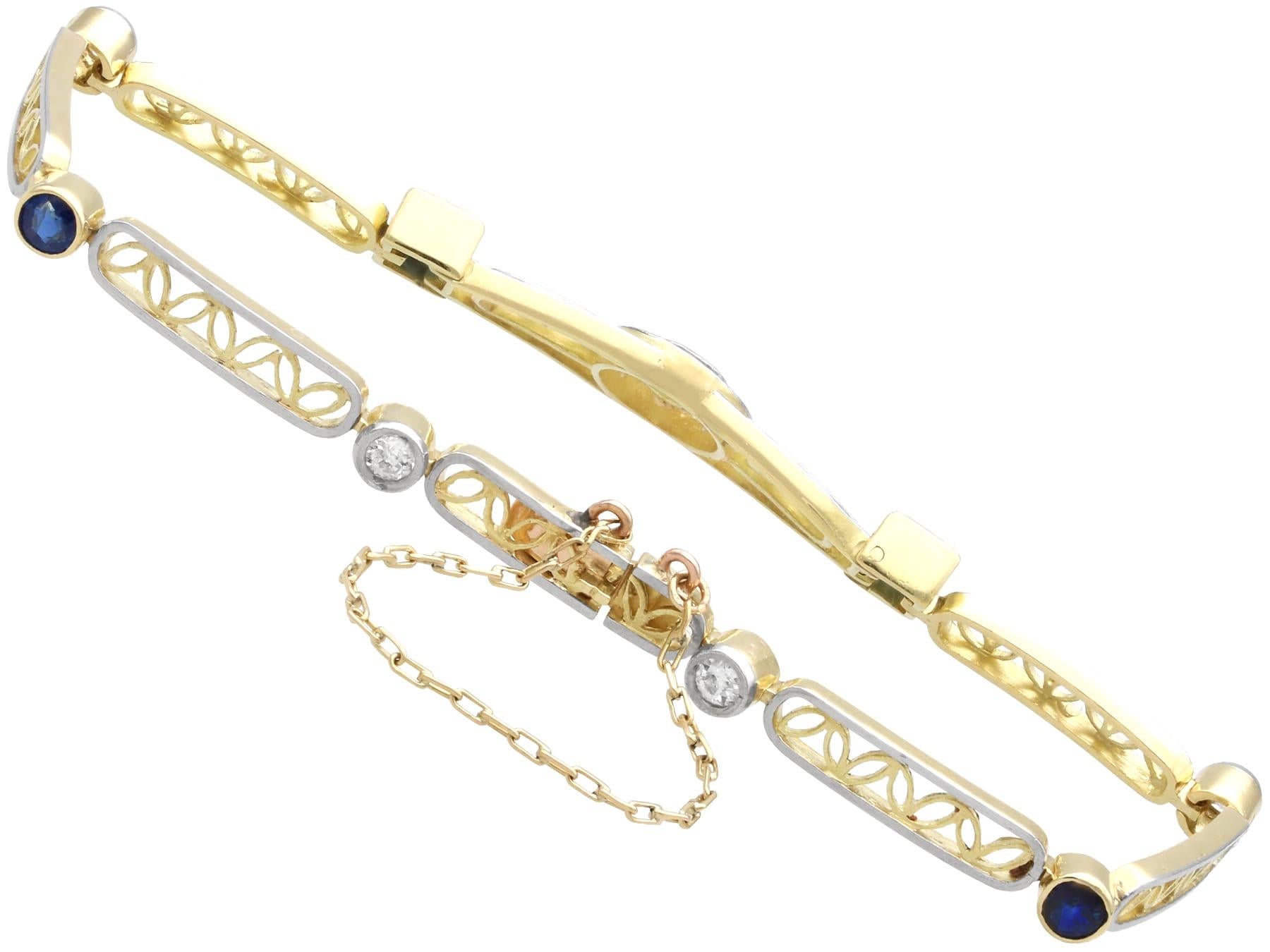 1,42 Karat Saphir 0,60 Karat Diamant 18k Gelbgold-Armband CIRCA 1925 im Angebot 1