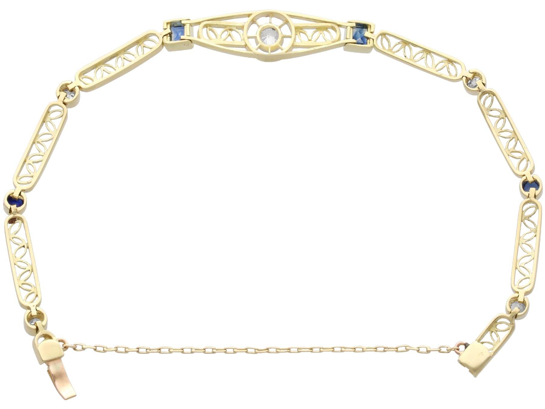 1,42 Karat Saphir 0,60 Karat Diamant 18k Gelbgold-Armband CIRCA 1925 im Angebot 2