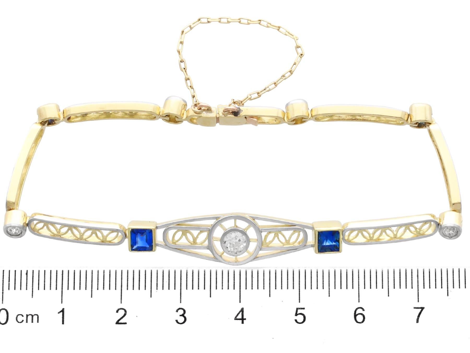 1,42 Karat Saphir 0,60 Karat Diamant 18k Gelbgold-Armband CIRCA 1925 im Angebot 3