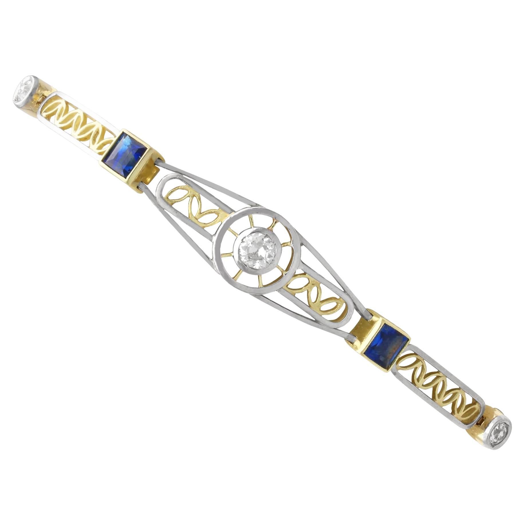 1,42 Karat Saphir 0,60 Karat Diamant 18k Gelbgold-Armband CIRCA 1925 im Angebot