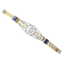 1,42 Karat Saphir 0,60 Karat Diamant 18k Gelbgold-Armband CIRCA 1925