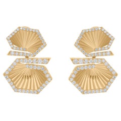 1.42 Carat SI/H Round Brilliant Cut Diamond Earrings 14 Karat YellowGold Jewelry