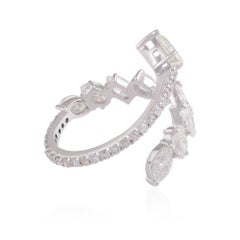 1.42 Carat SI/HI Pear Emerald Cut Diamond Criss Cross Ring 18 Karat White Gold