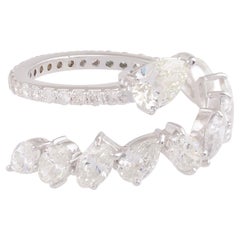 1.42 Carat SI/HI Pear Emerald Cut Diamond Criss Cross Ring 18 Karat White Gold