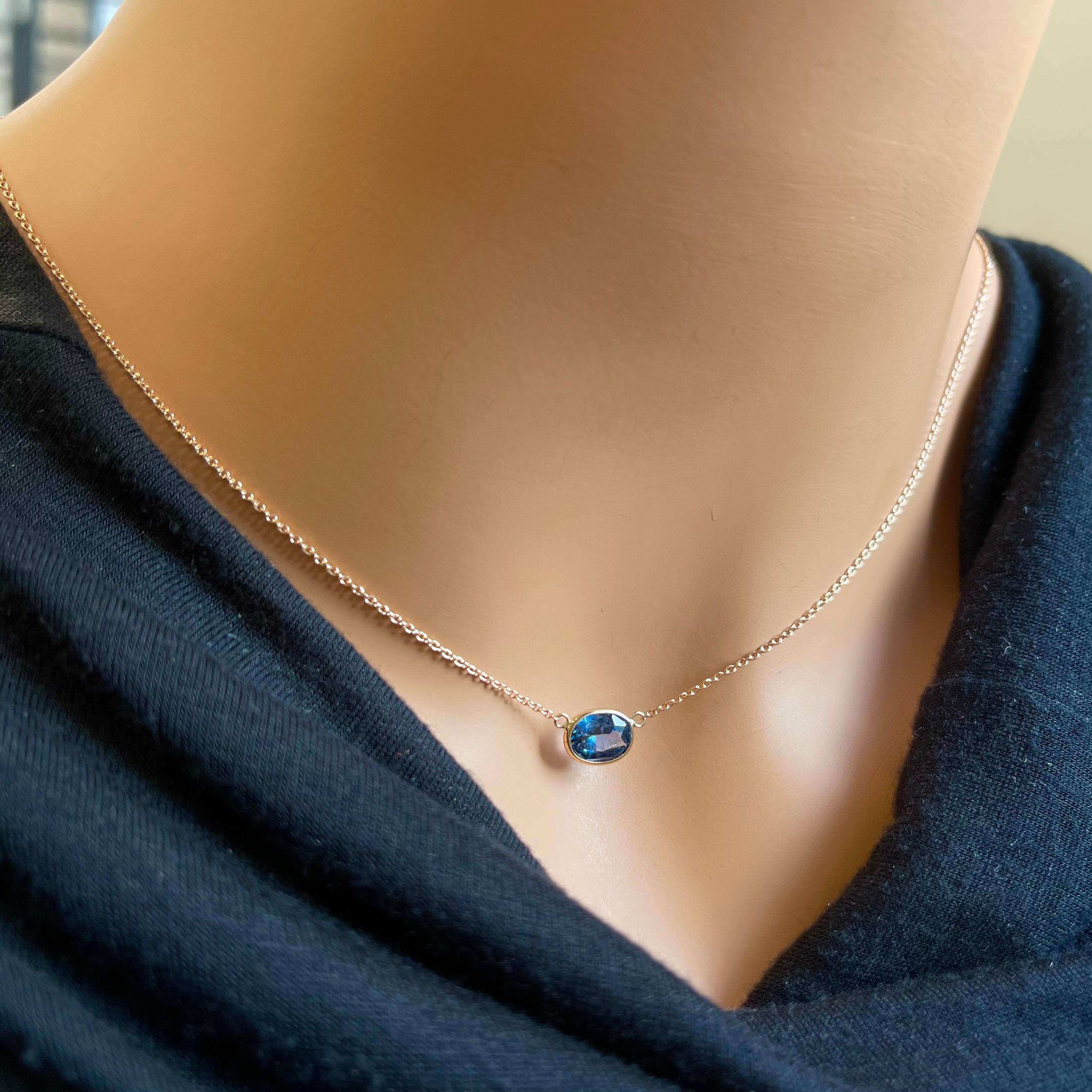 rose gold blue sapphire necklace
