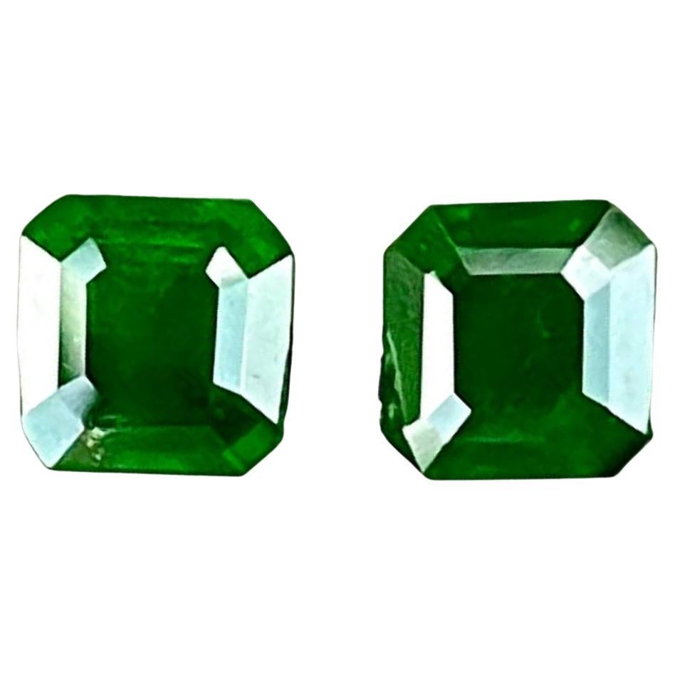 1.42 carats Green Demantoind Garnet Pair Asscher Cut Pakistani Gemstone