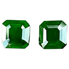 1.42 carats Green Demantoind Garnet Pair Asscher Cut Pakistani Gemstone