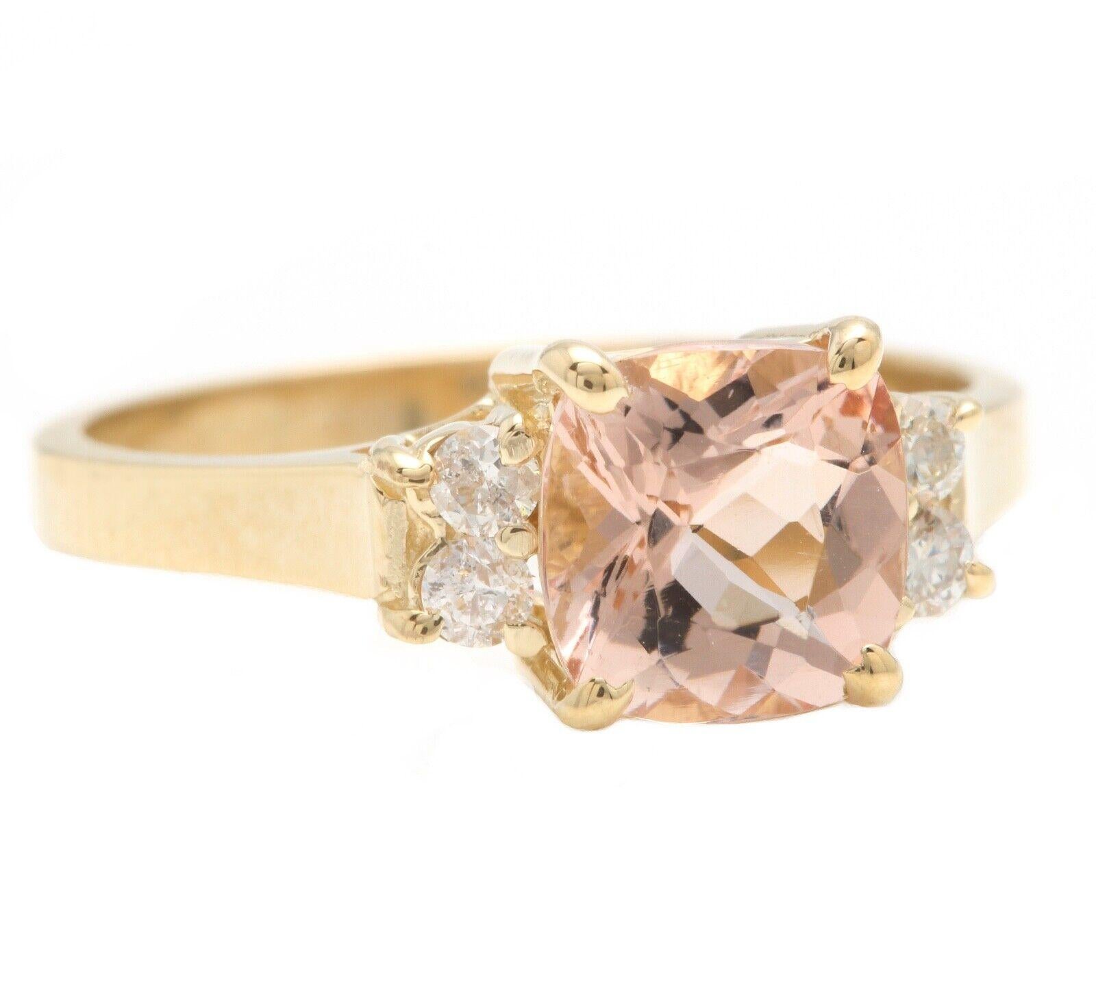 1.42 Carats Impressive Natural Morganite and Diamond 14K Solid Yellow Gold Ring

Suggested Replacement Value: Approx. $3,500.00

Total Morganite Weight is: Approx. 1.30 Carats

Morganite Treatment: Heating

Morganite Measures: Approx. 7.00 x