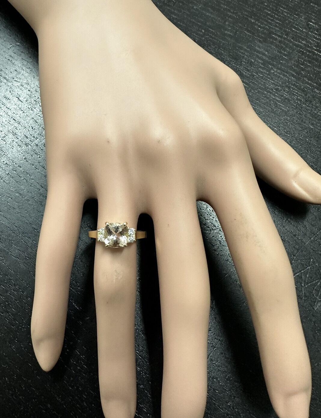 De las mujeres 1,42 Quilates Impresionante Anillo de Morganita Natural y Diamante en Oro Amarillo Macizo de 14k en venta