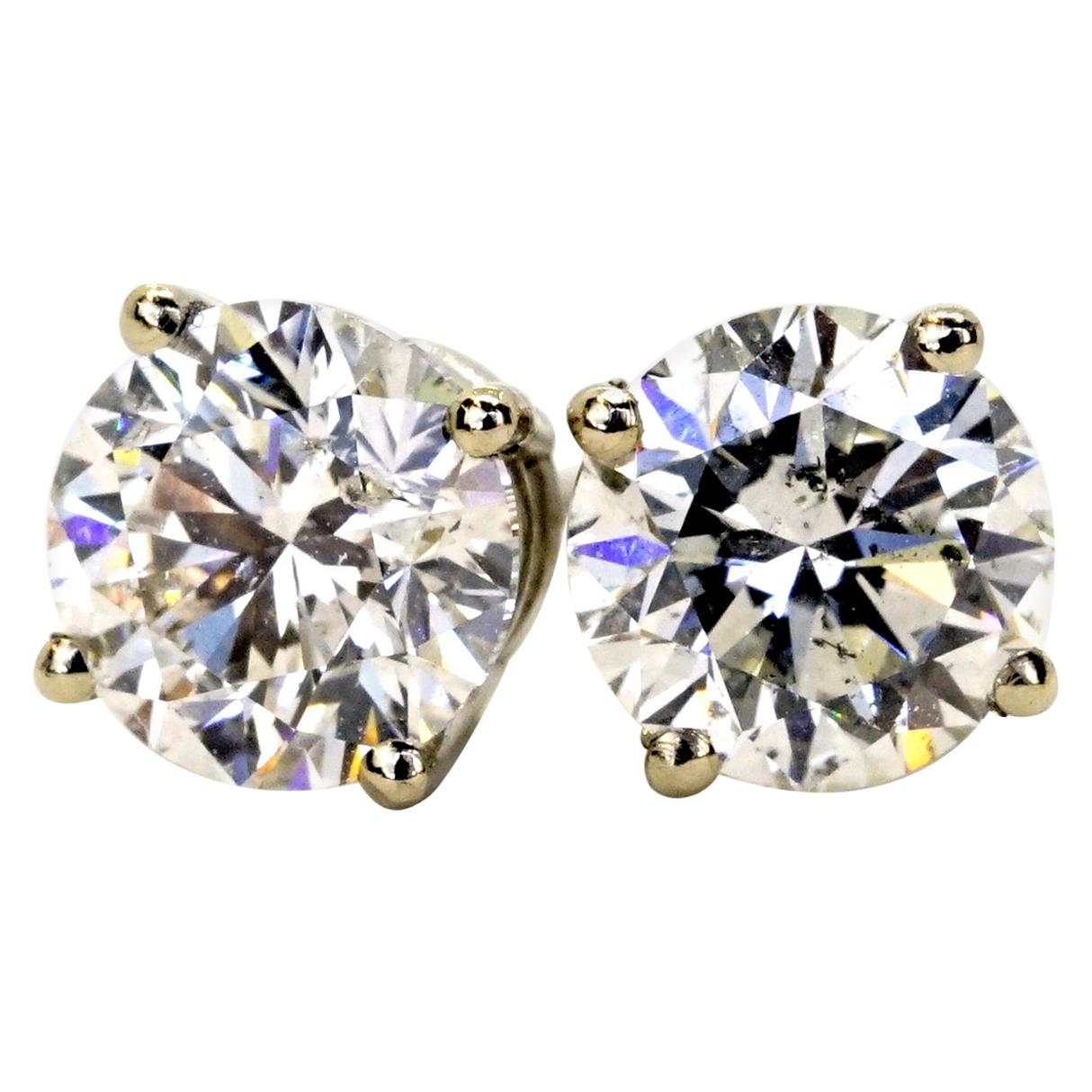 1.42 Carats Total Diamond Stud Earrings For Sale