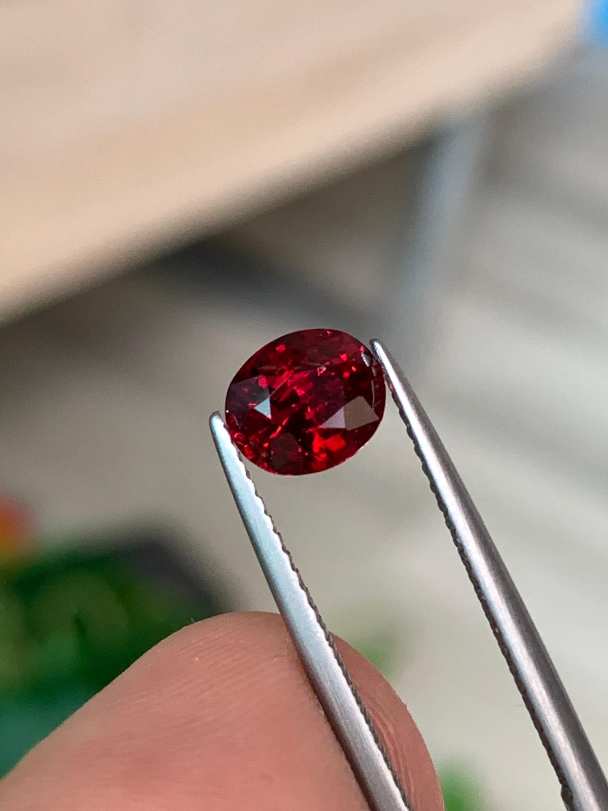 Oval Cut 1.42 Cts AIGS Certified Pigeon Blood Ruby Mozambique AAA Grade For Sale