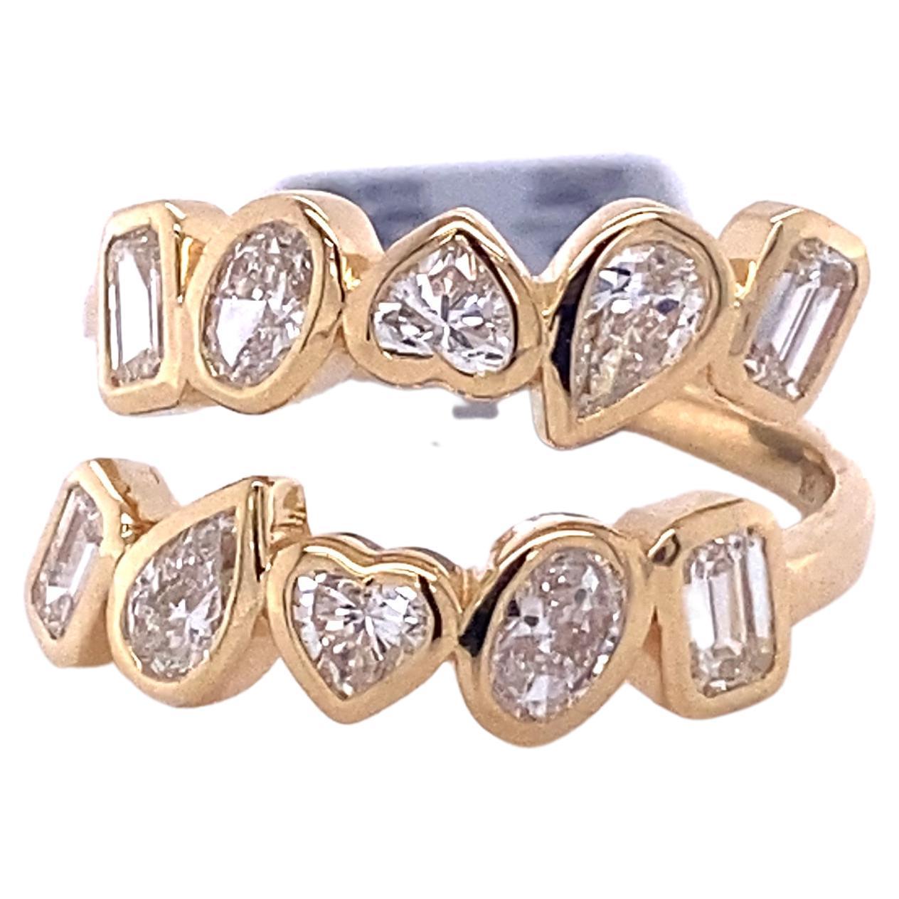 1.42 Multi Shape Diamond Ring, Bezel Set in 18k Gold For Sale