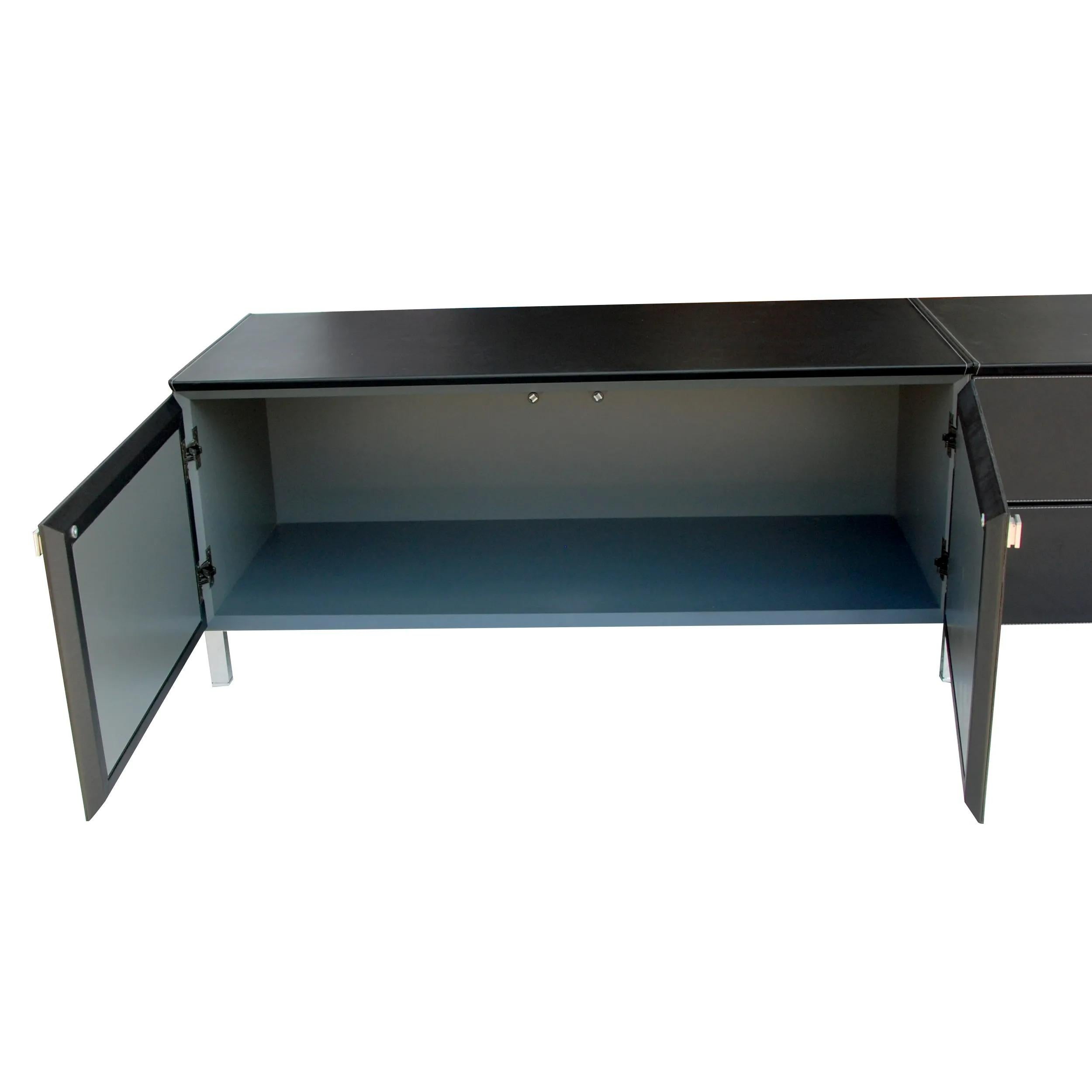 Mid-Century Modern Poltrona Frau Low Console Unit in Italian Leather