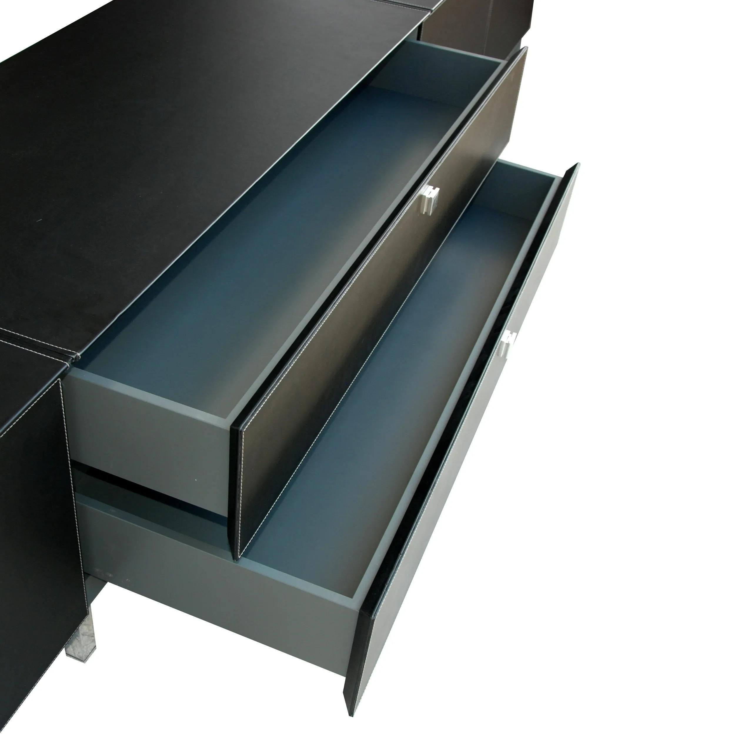Contemporary Poltrona Frau Low Console Unit in Italian Leather