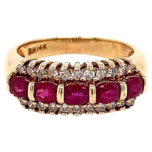 1.42 Total Carat Diamond and Ruby Ladies Ring For Sale