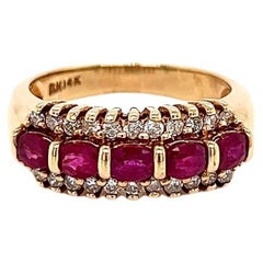 1.42 Quilate Total Anillo de Diamante y Rubí para Mujer