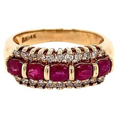 1.42 Total Carat Diamond and Ruby Ladies Ring