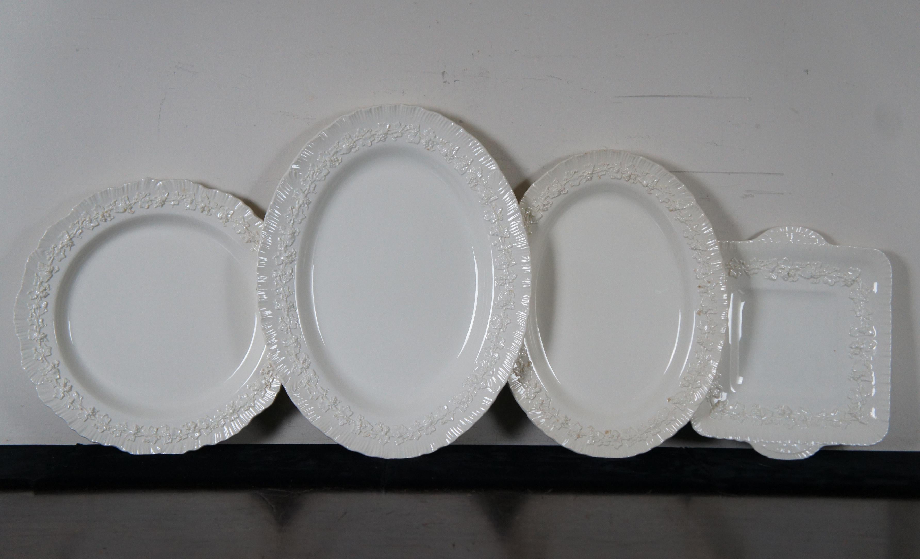 142 Wedgwood Embossed Cream on Cream Queensware Dinnerware China Set 1
