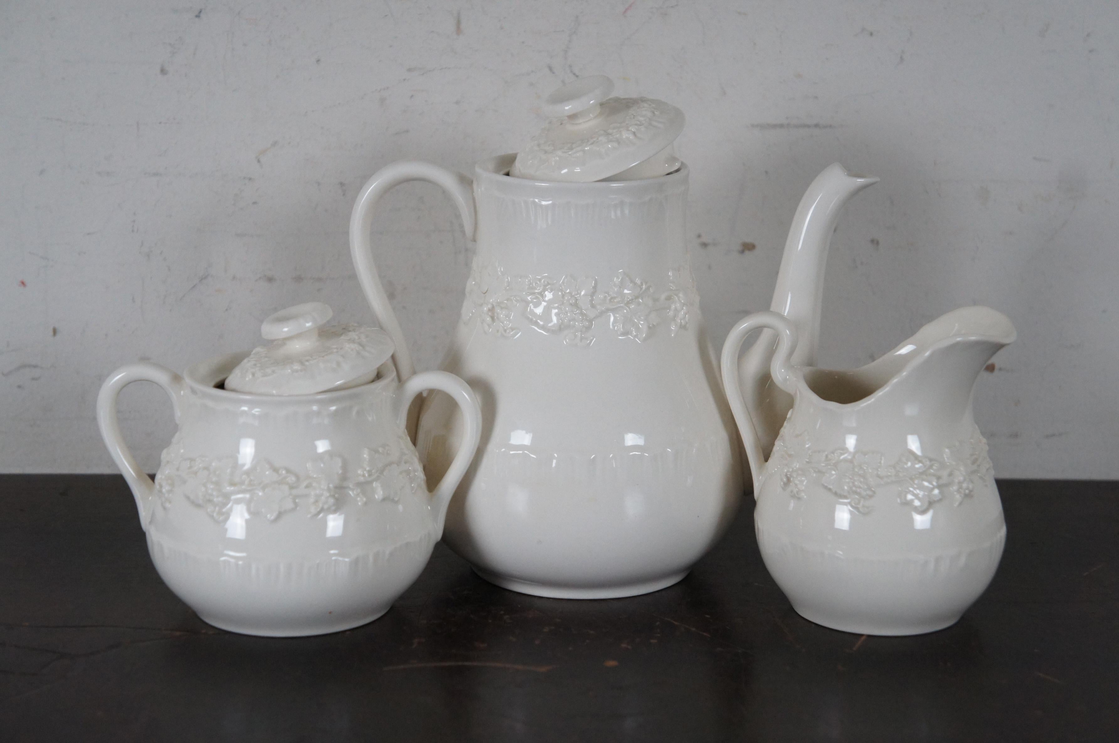 142 Wedgwood Embossed Cream on Cream Queensware Dinnerware China Set 3