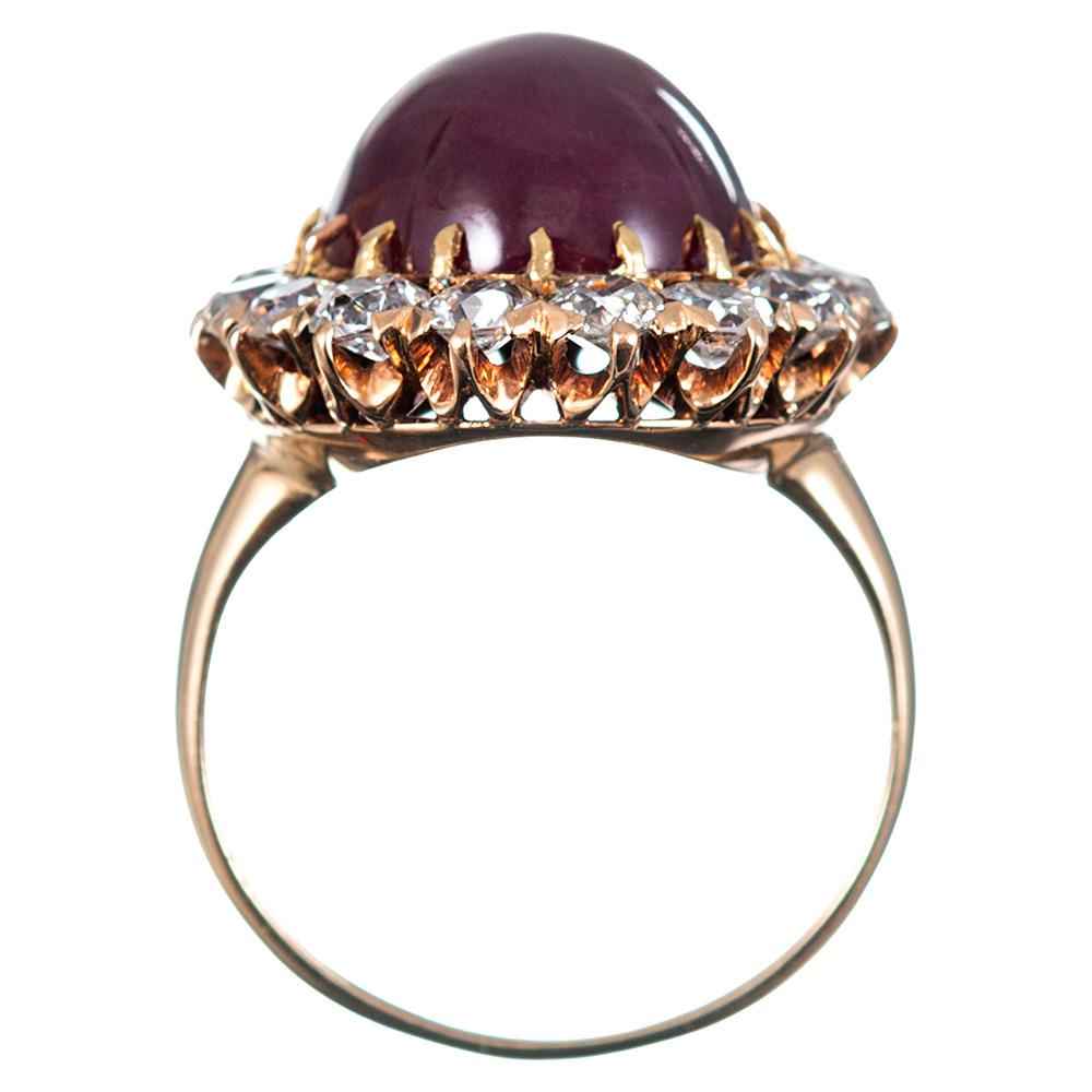cabochon ruby and diamond ring