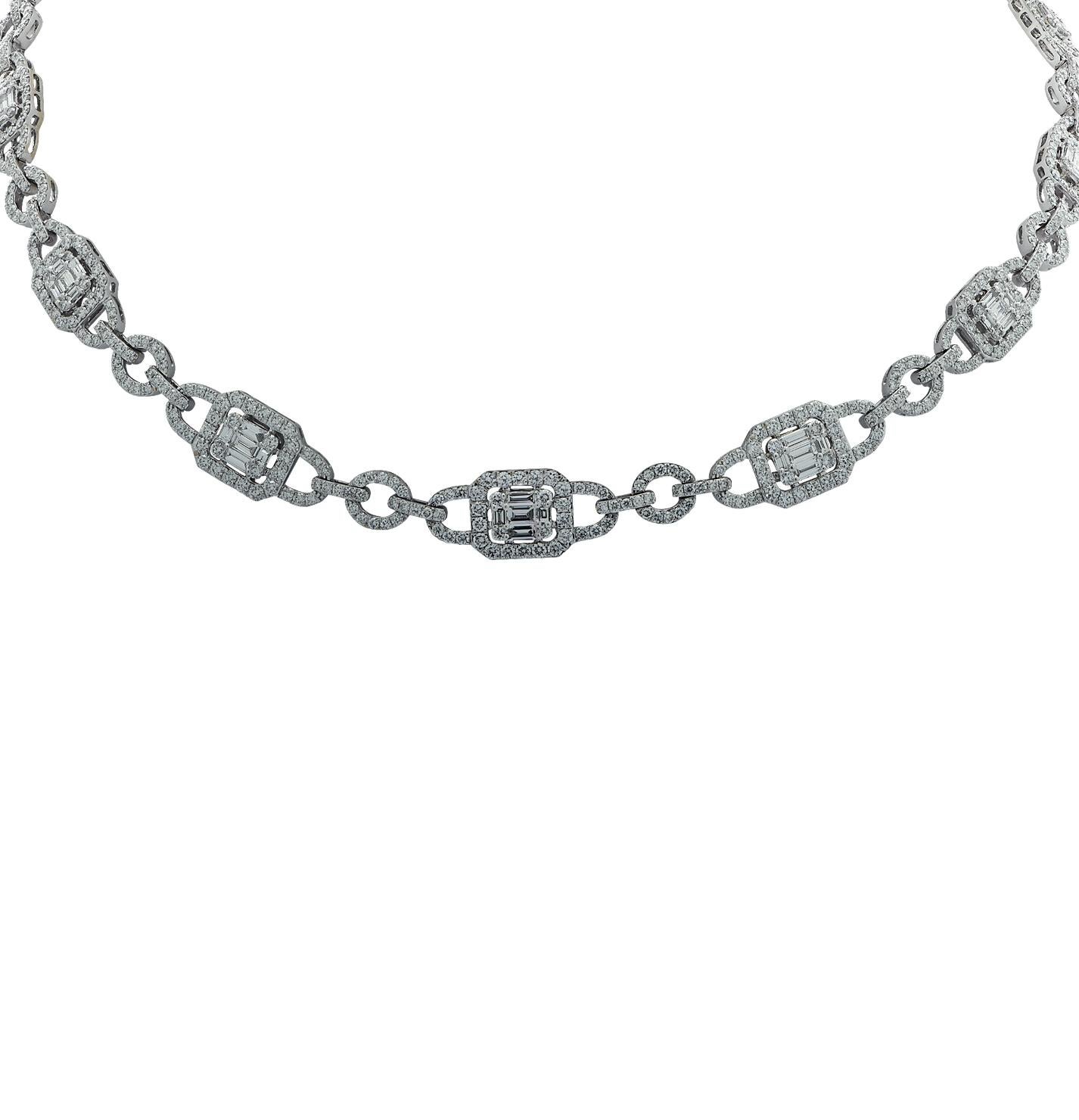 Modern 14.20 Carat Diamond Cluster Necklace