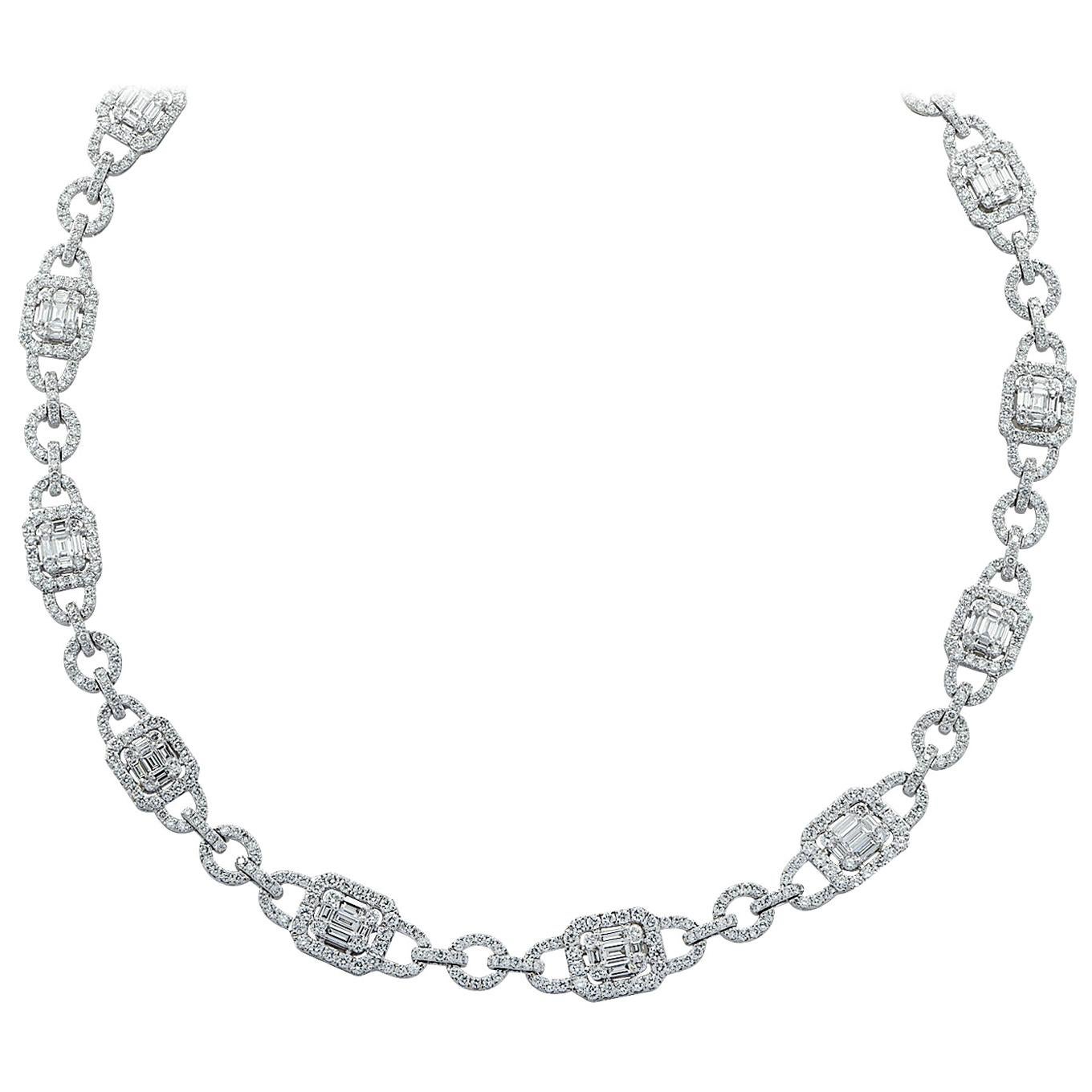 14.20 Carat Diamond Cluster Necklace