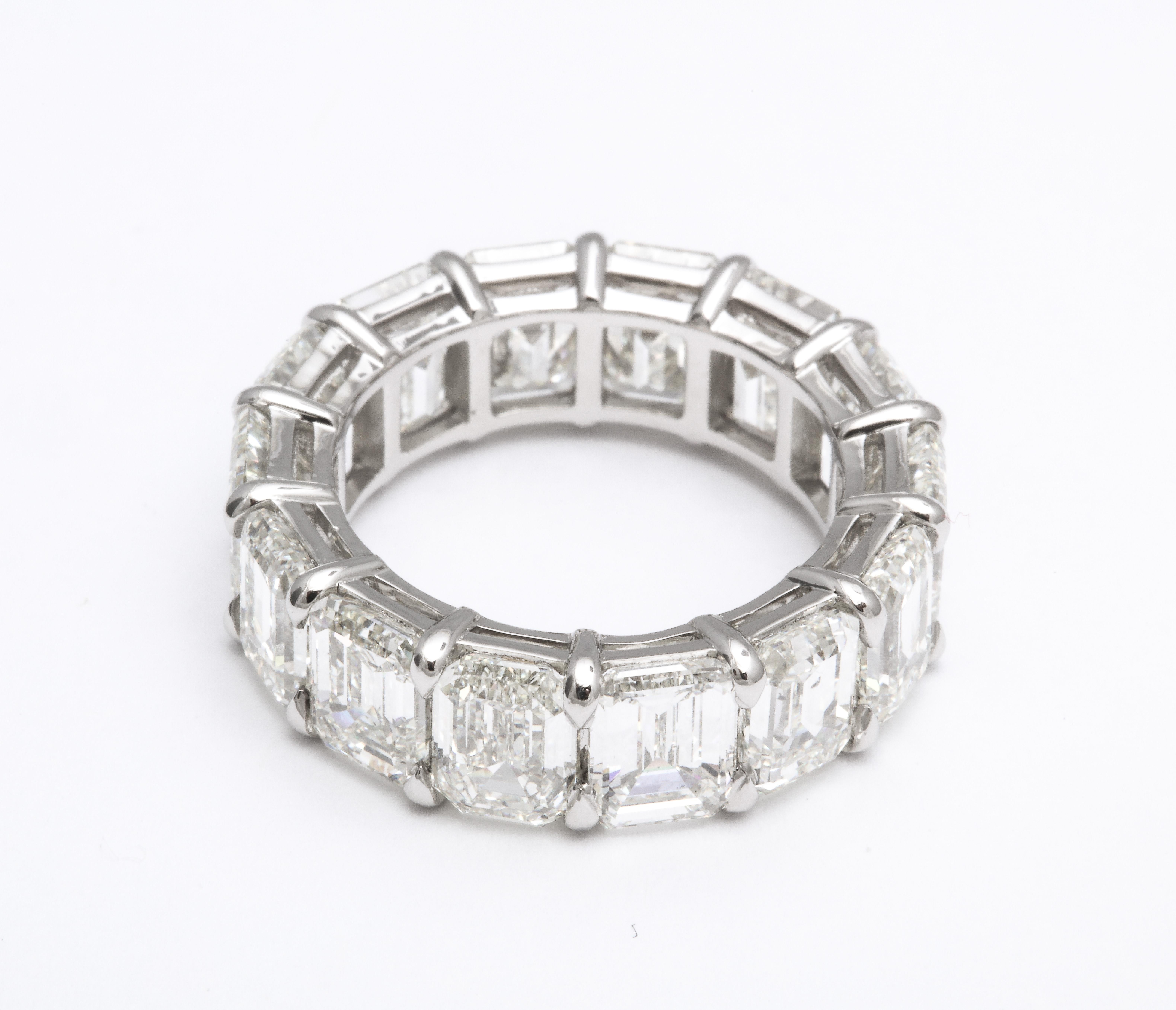 14.20 Carat Emerald Cut Diamond Eternity Band For Sale 1