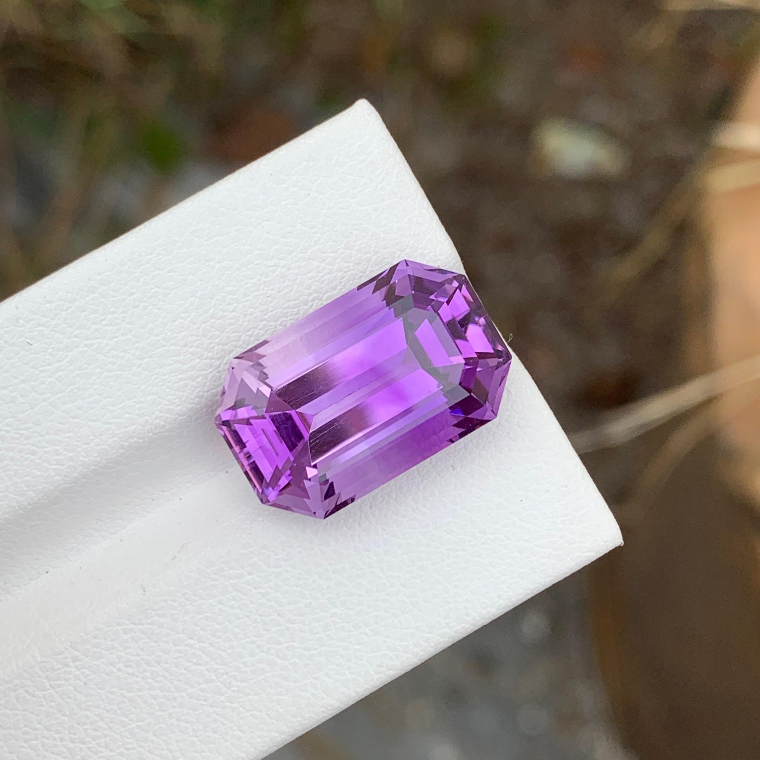 Loose Amethyst
Weight: 14.20 Carats
Dimension: 18.5 x 11.7 x 9.6 Mm
Colour: Purple
Origin: Brazil
Treatment: Non
Certificate: On Demand
Shape: Octagon 

Amethyst, a stunning variety of quartz known for its mesmerizing purple hue, has captivated