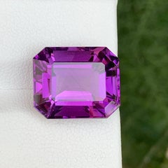 14.20 Carat Natural Loose Deep Purple Amethyst Emerald Cut Brazilian Gemstone