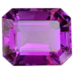 14.20 Carat Natural Loose Deep Purple Amethyst Emerald Cut Brazilian Gemstone