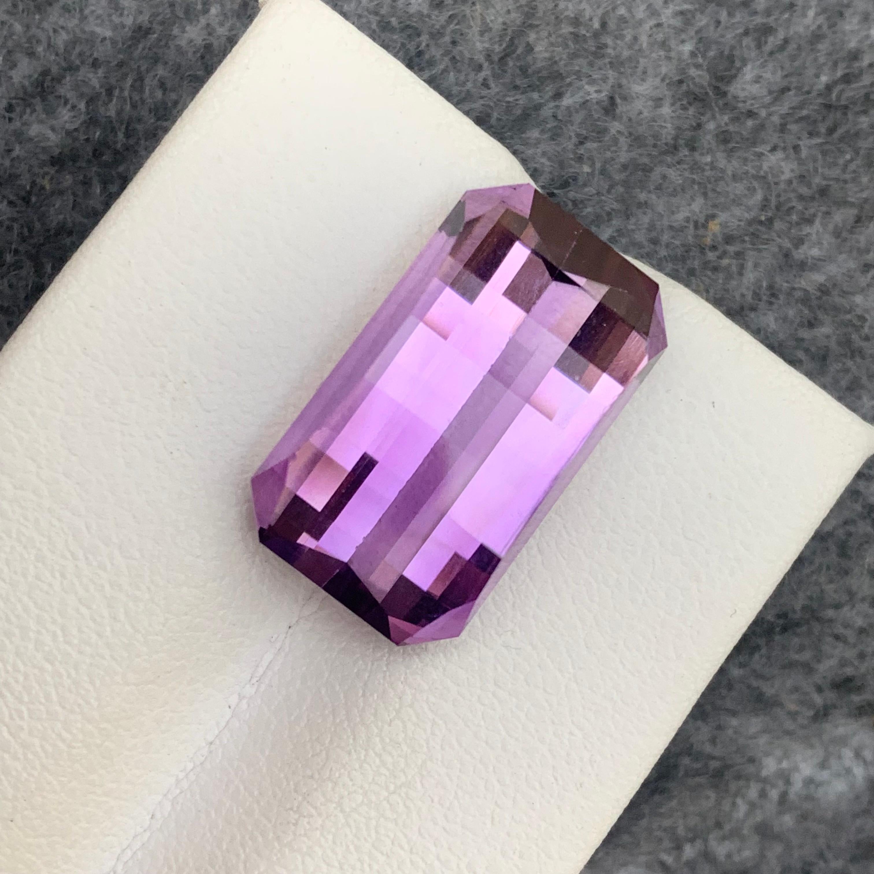 Arts and Crafts 14.20 Carat Pixel Cut Natural Loose Purple Amethyst Gem from Brazil For Sale