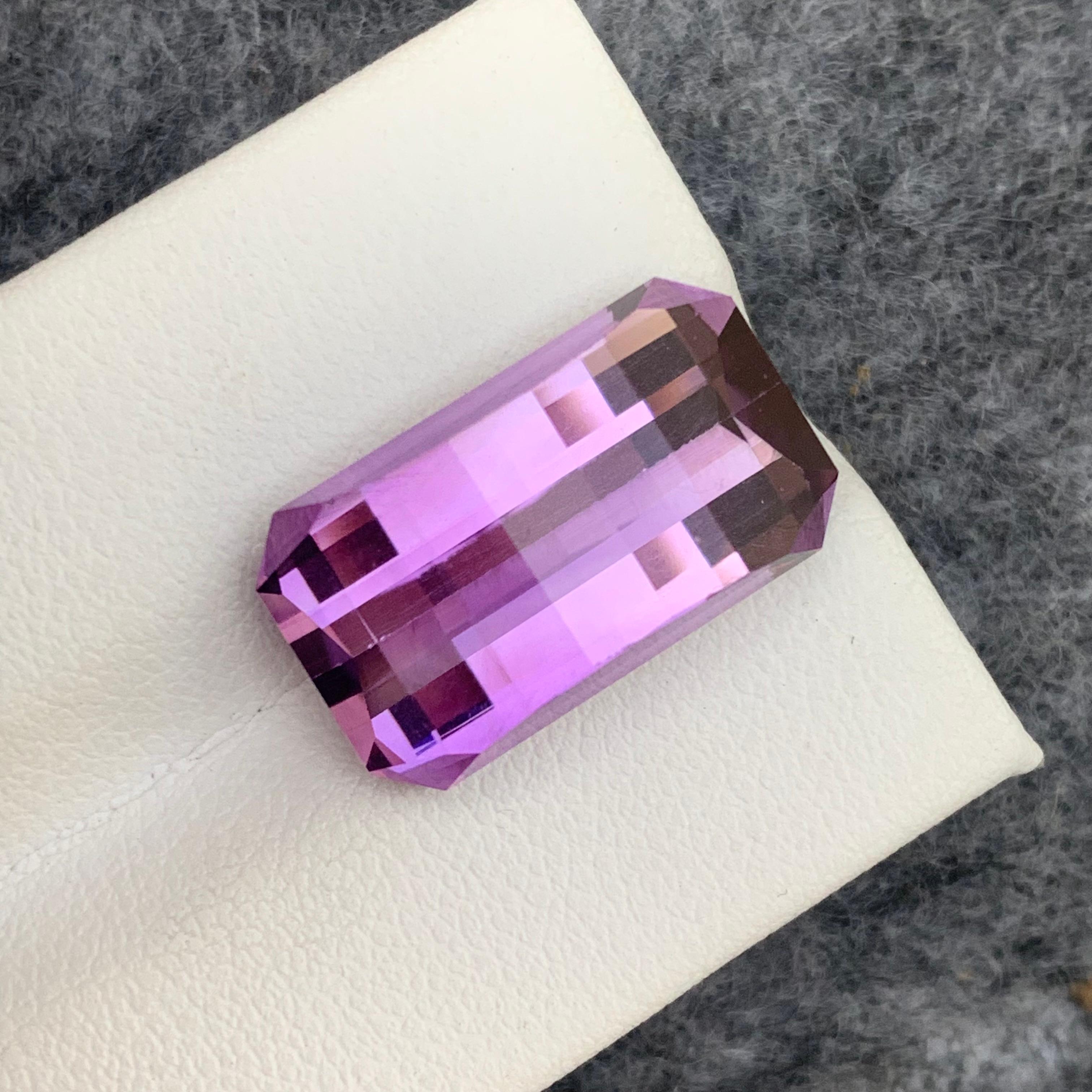 Women's or Men's 14.20 Carat Pixel Cut Natural Loose Purple Amethyst Gem from Brazil For Sale