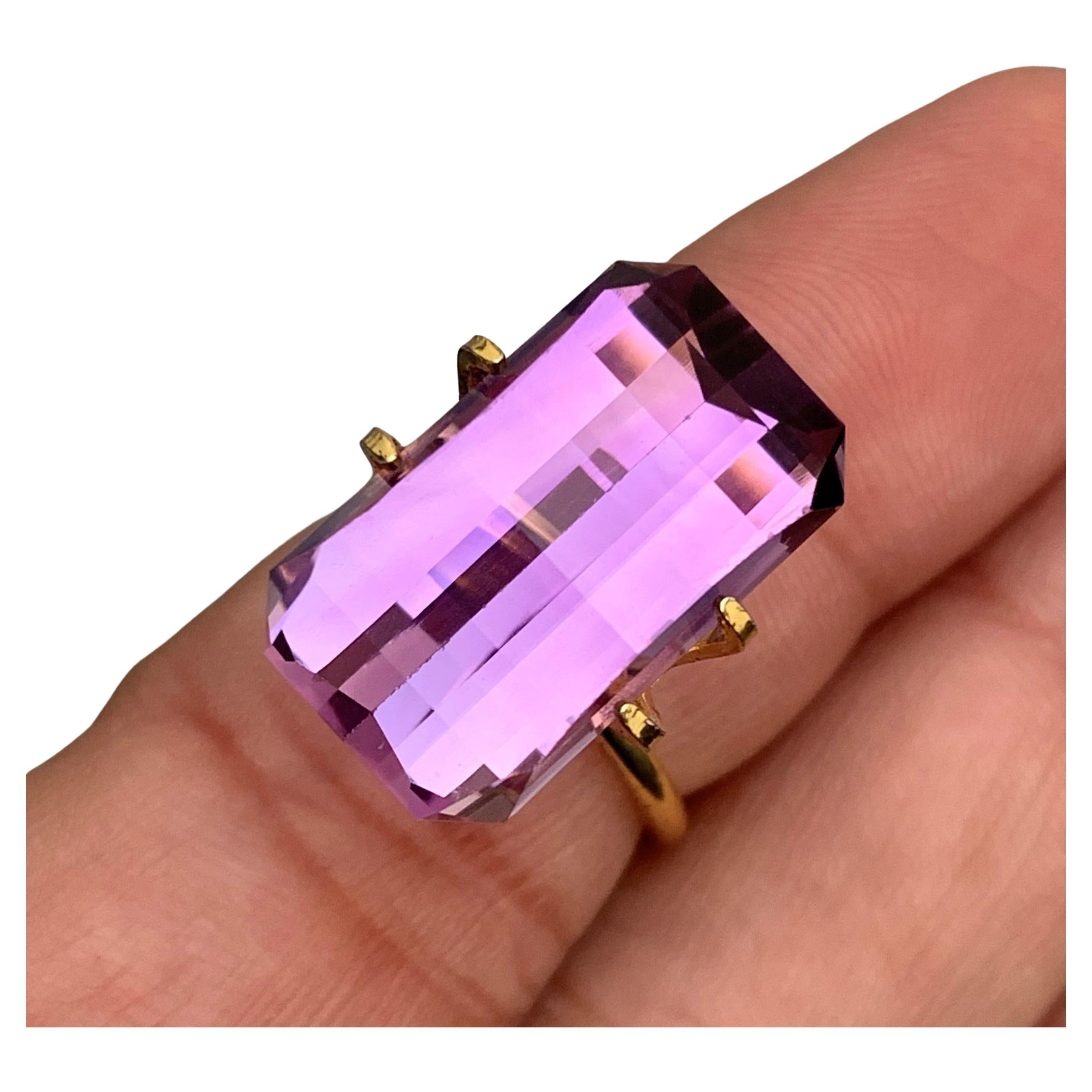 14.20 Carat Pixel Cut Natural Loose Purple Amethyst Gem from Brazil