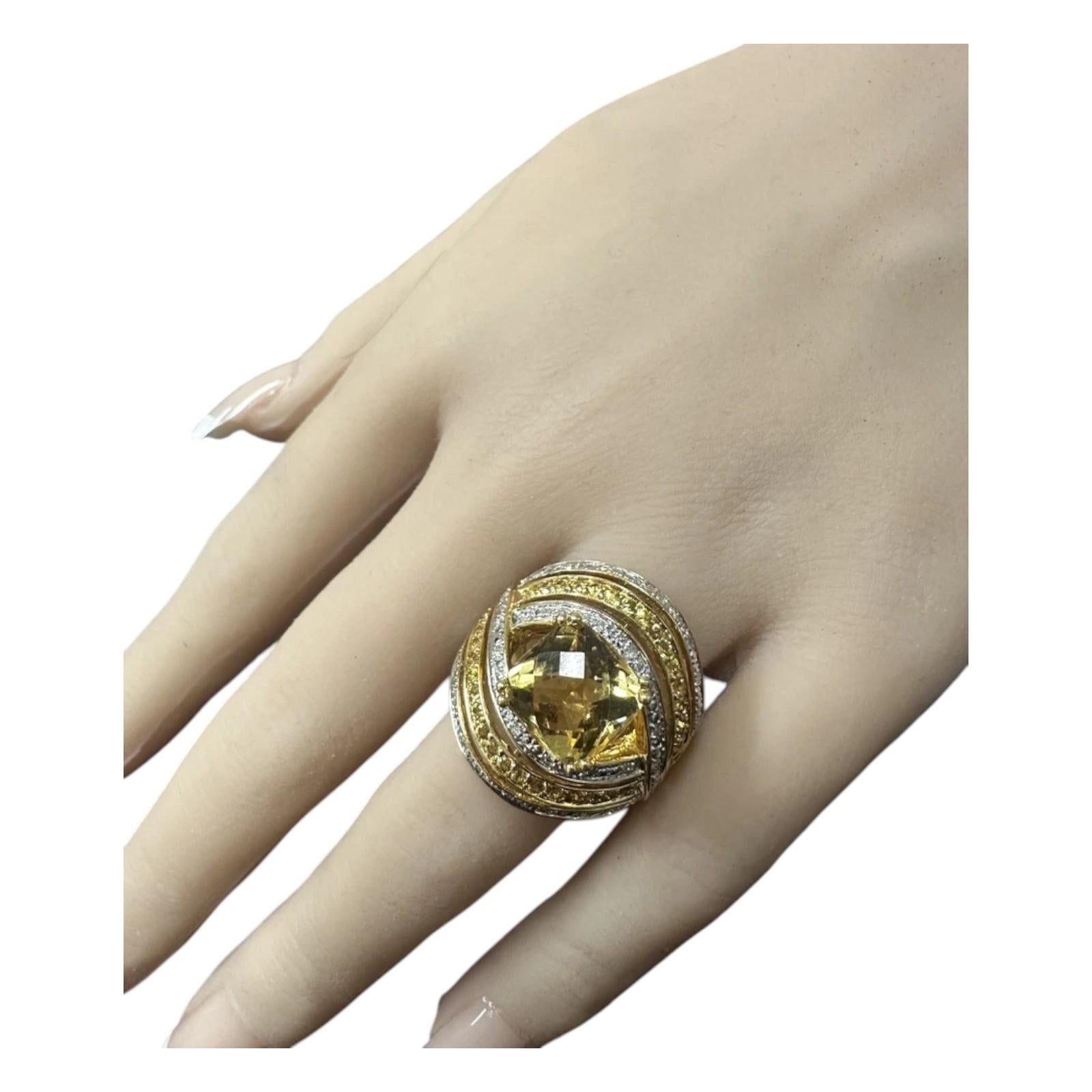 14.20Ct Natural Citrine, Yellow Sapphire and Diamond 14K Solid Yellow Gold Ring For Sale 1
