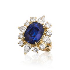 14.21 Carat Cushion Statement Royal Blue Sapphire 14K White Gold