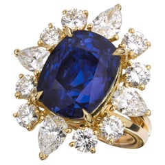 14.21 Carat Cushion Statement Royal Blue Sapphire 14K White Gold