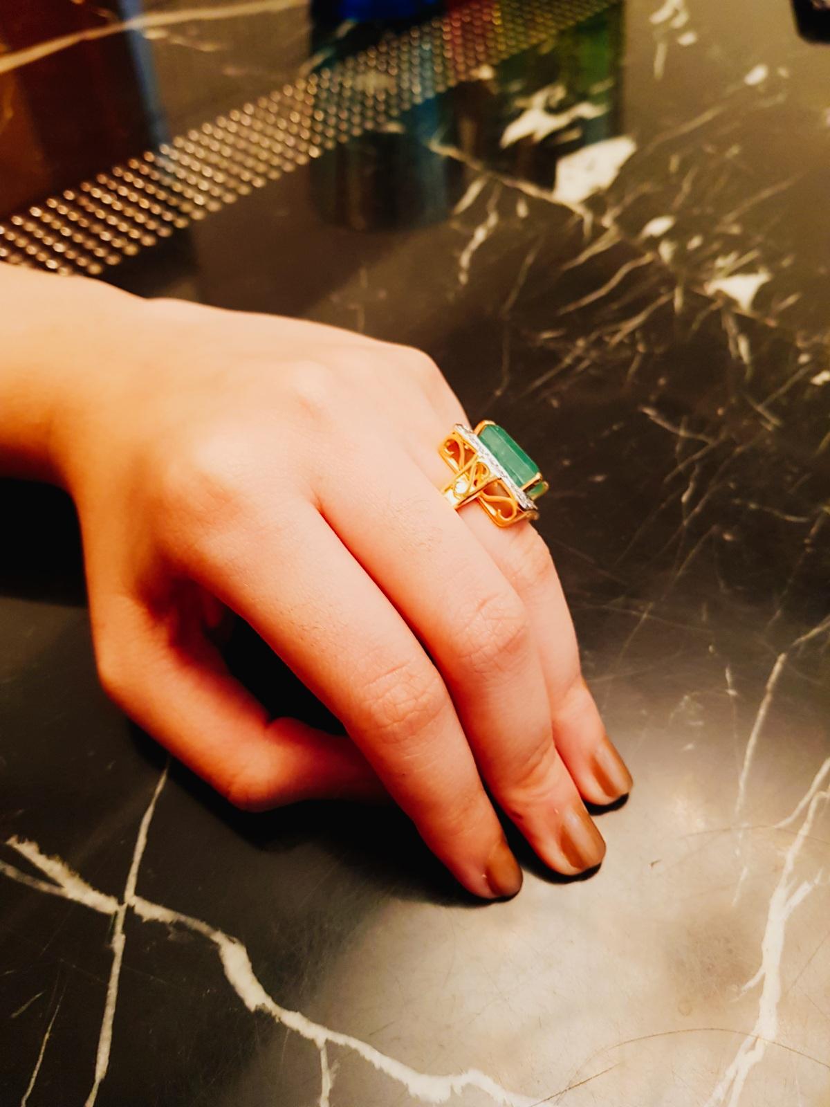 14.21 Carat Emerald and Diamond Ring, circa 1940 4