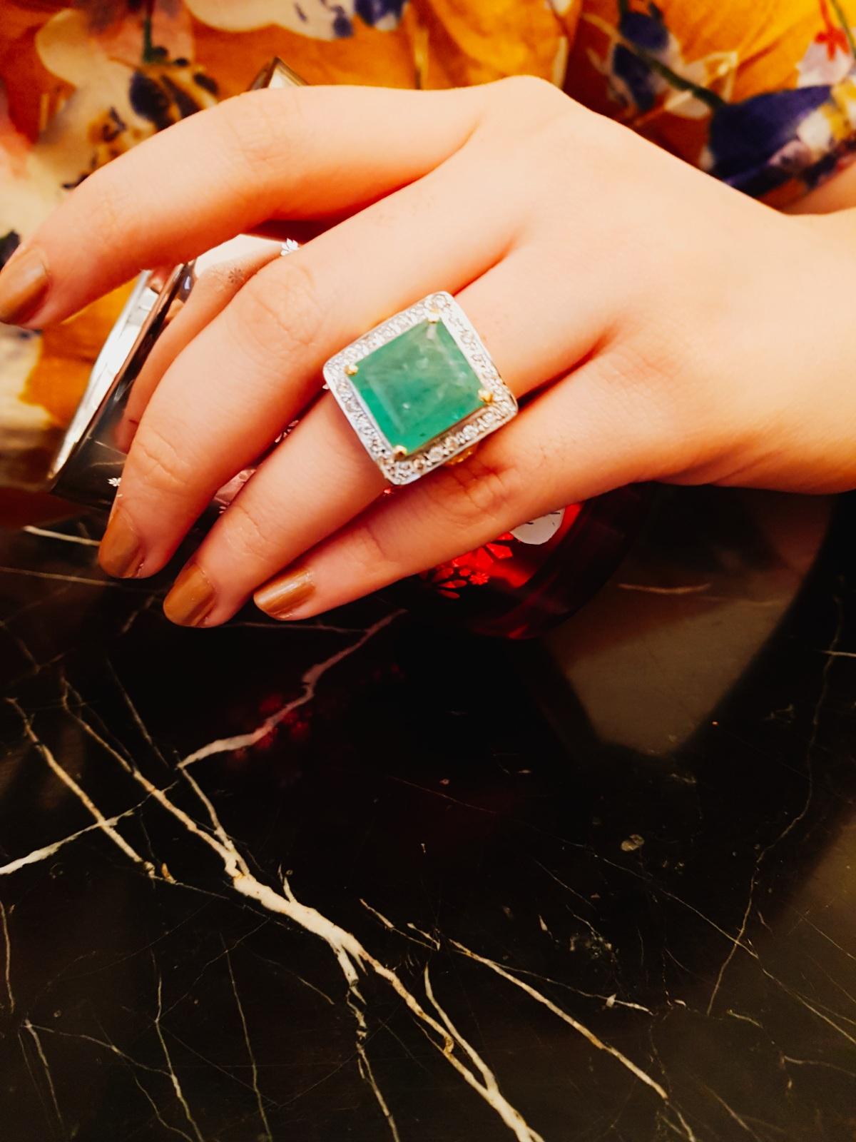 14.21 Carat Emerald and Diamond Ring, circa 1940 6