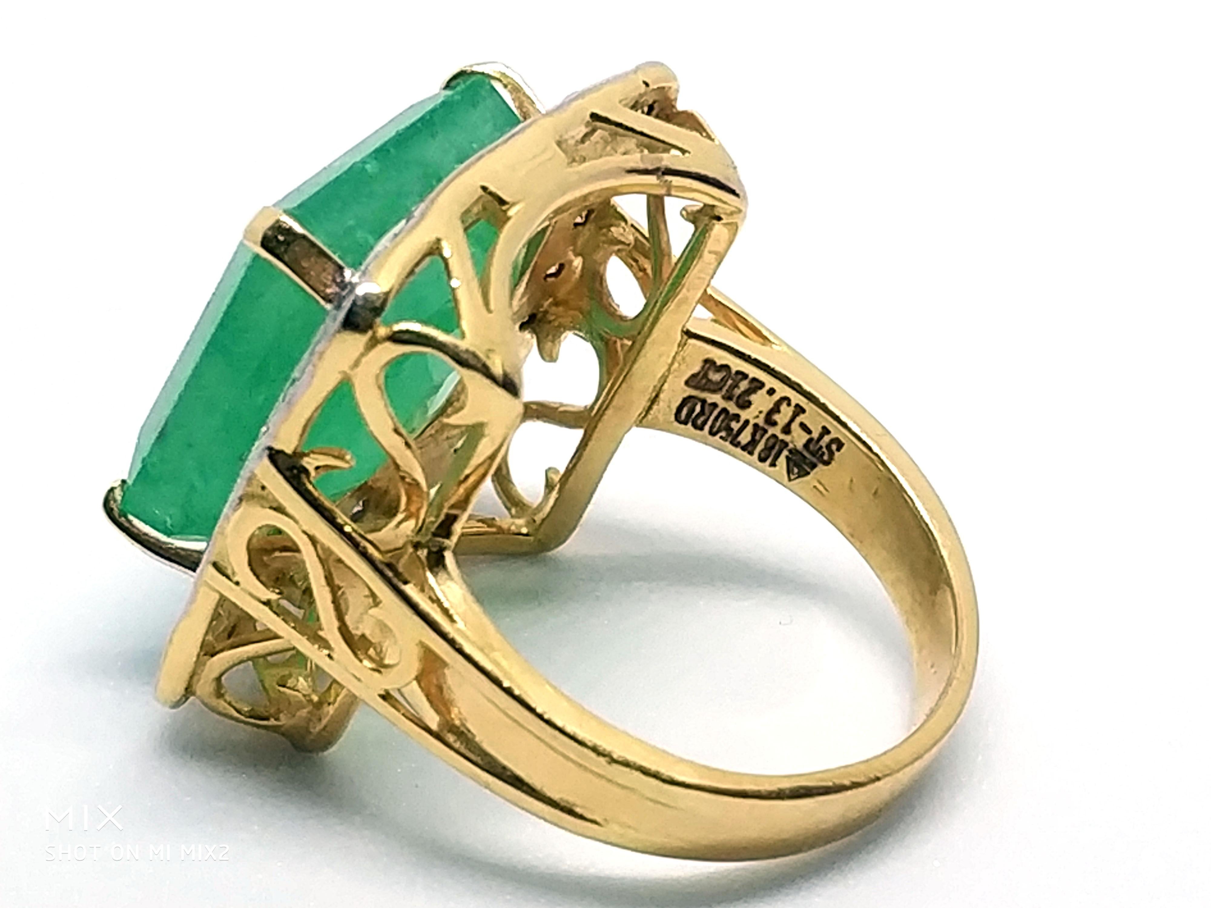 Emerald Cut 14.21 Carat Emerald and Diamond Ring, circa 1940