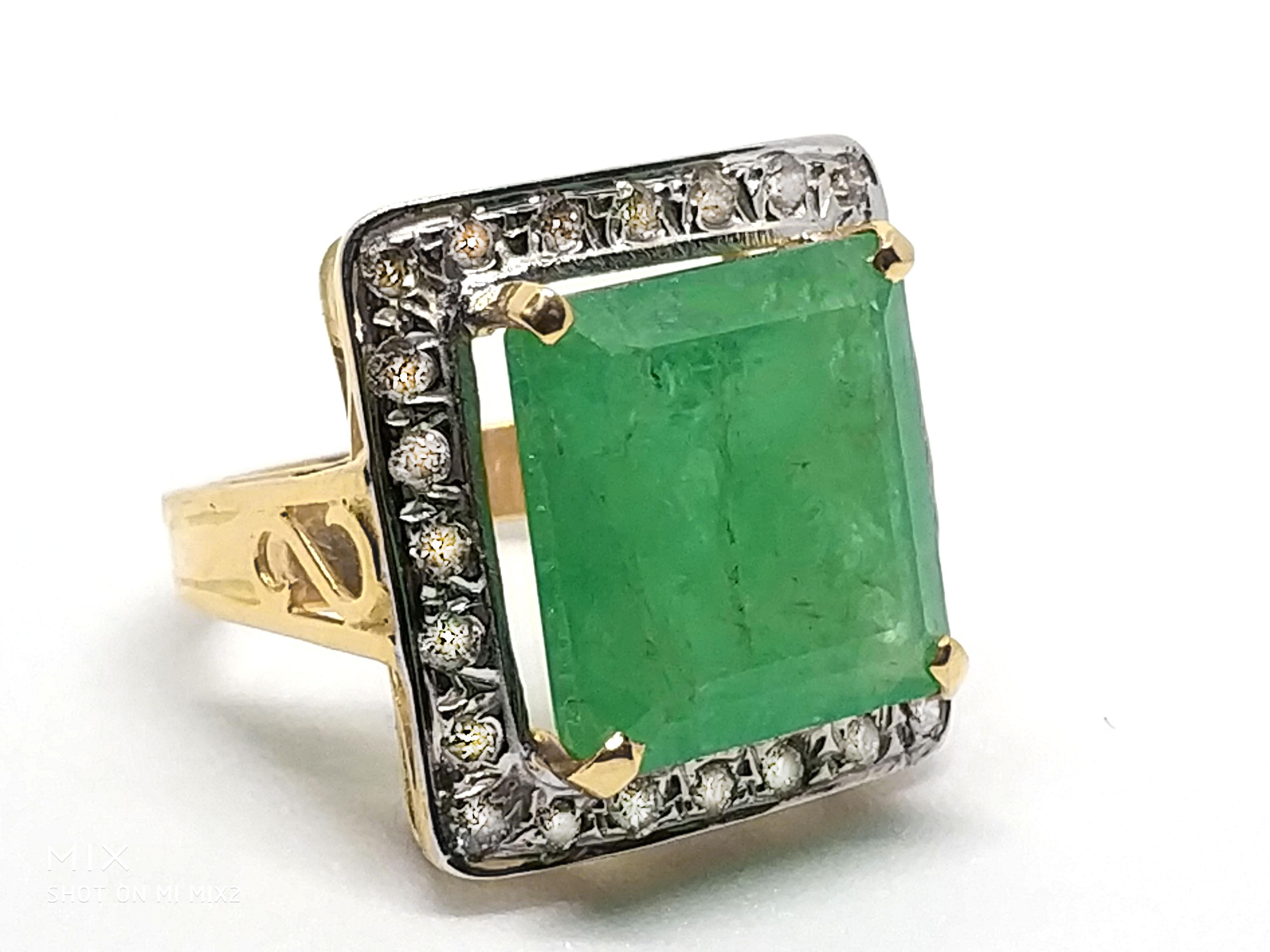 Women's 14.21 Carat Emerald and Diamond Ring, circa 1940