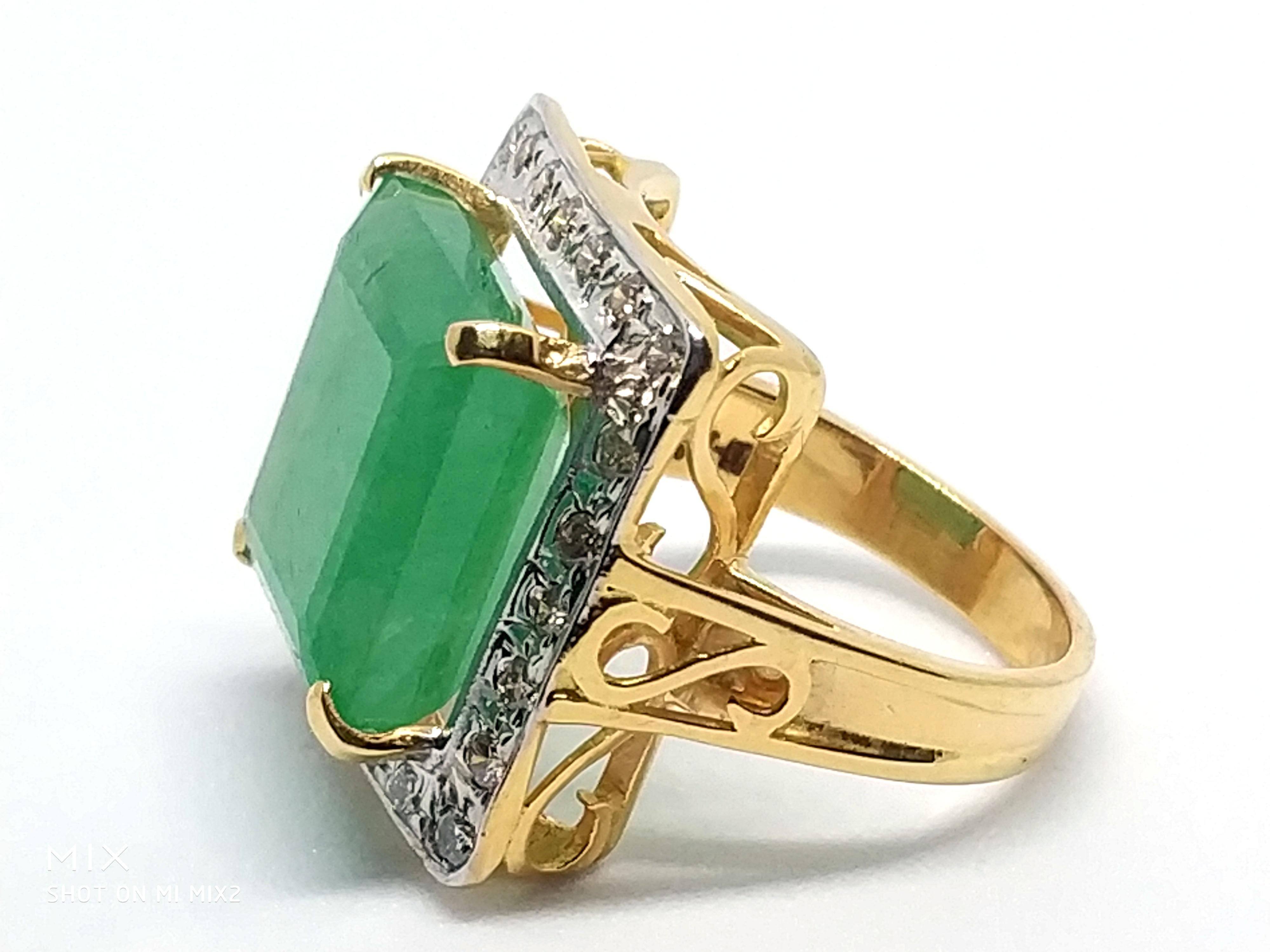 14.21 Carat Emerald and Diamond Ring, circa 1940 1
