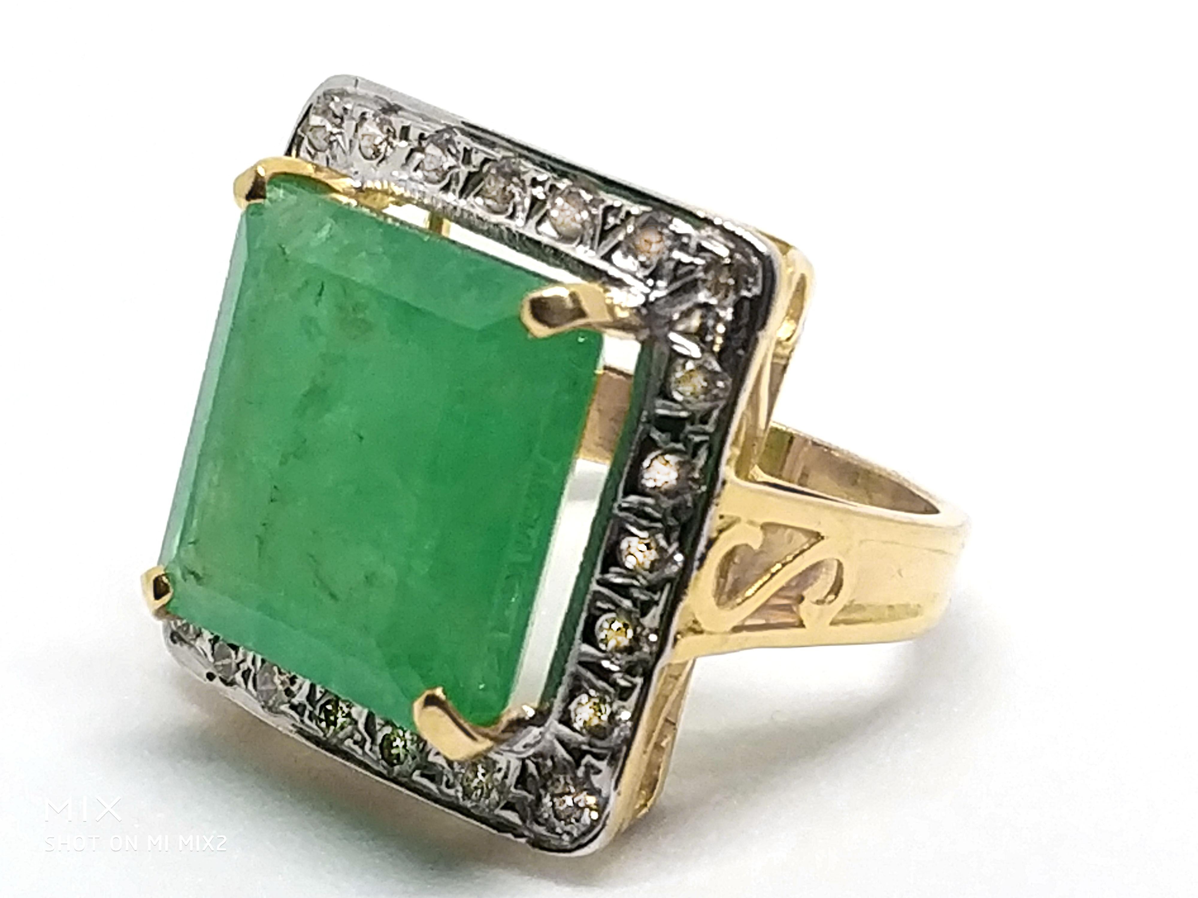 14.21 Carat Emerald and Diamond Ring, circa 1940 2