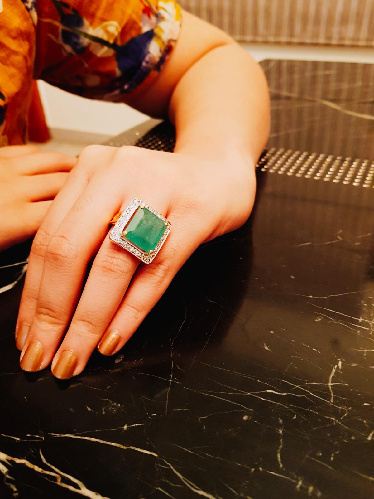 14.21 Carat Emerald and Diamond Ring, circa 1940 3