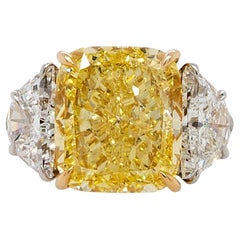 GIA Certified 14.21ct Fancy Vivid Yellow Engagement Ring