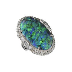 14.22 Carat Boulder Opal and Diamond Ballerina Ring