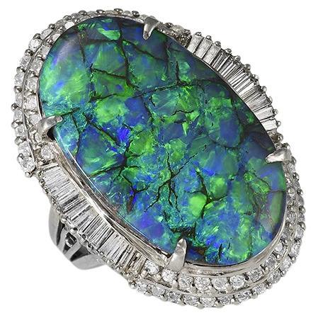 14.22 Carat Boulder Opal and Diamond Ballerina Ring For Sale