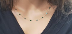 14.22 Carat Mixed Cut Emerald Necklace in 14K Yellow Gold